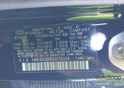 2024 Hyundai Kona Sel z USA, uszkodzony, nr VIN KM8HB3AB4RU078328